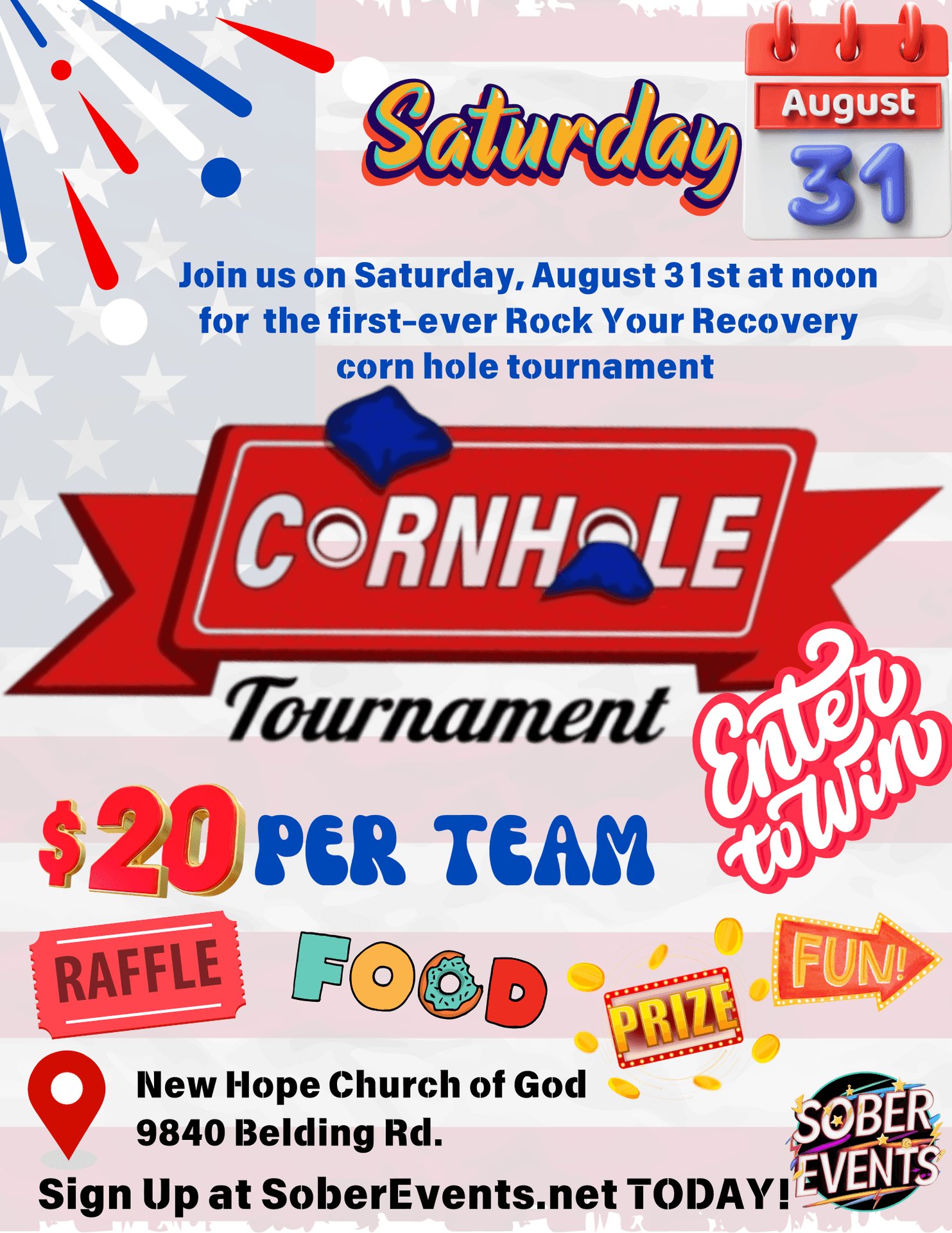 Rock Your Recovery Cornhole tournament Belding MI